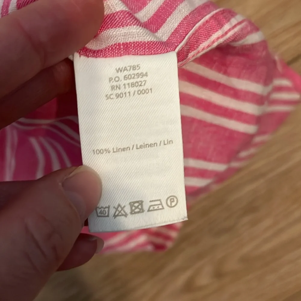 Boden pink and white striped linen button up shirt - Picture 3 of 7